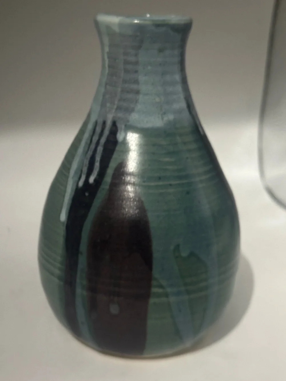 Handcrafted Teal Drip Ceramic Vase - Home Accents